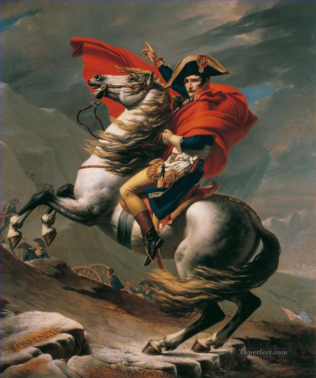 アルプスを越える激しい馬に乗って穏やかなボナパルト ナポレオン ジャック・ルイ・ダヴィッド油絵